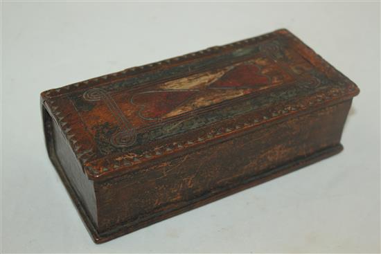 A 19th century American painted wood faux book box, 7in.